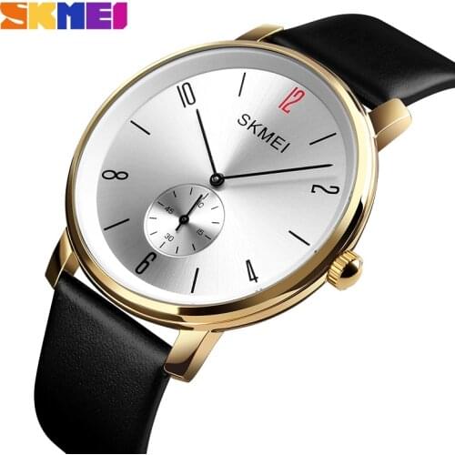 SKMEI Fashion Couple Quartz Watch Luxury Casual Top Brand Luxury Waterproof Leather Strap Woman Men Wristwatch relogio masculino