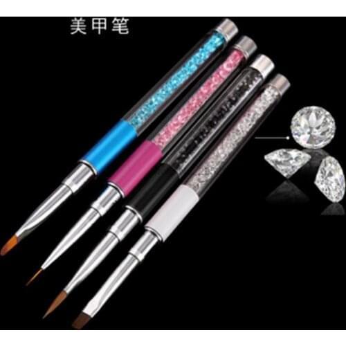 By dhl or ems 500pcs Rhinestone Handle Painting Manicure Brush Pen Nail Art Gel Brush Drawing Tool fashion