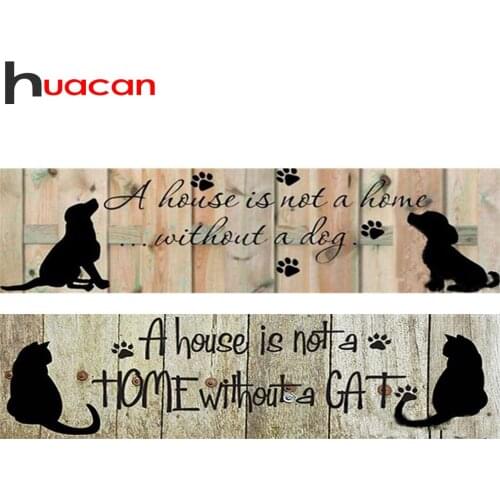 Huacan 5D DIY Diamond Painting Cat Full Square/Round Diamond Embroidery Mosaic Dog Kit Decorations Home