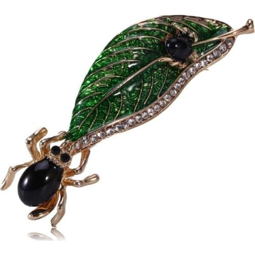 And American Animal Brooch personalized oil drop diamond insect Leaf Brooch clothing accessories for men and women