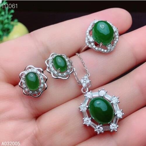 KJJEAXCMY Fine Jewelry 925 sterling silver inlaid natural Jasper ring pendant earring set vintage supports test