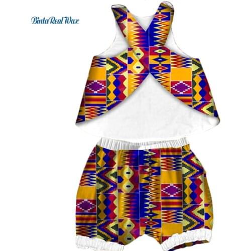Unsexy Boys Girls African Print Tops and Pants Sets Bazin Riche 100% Cotton Ankara Shirt and Pants Sets African Clothes WYT263