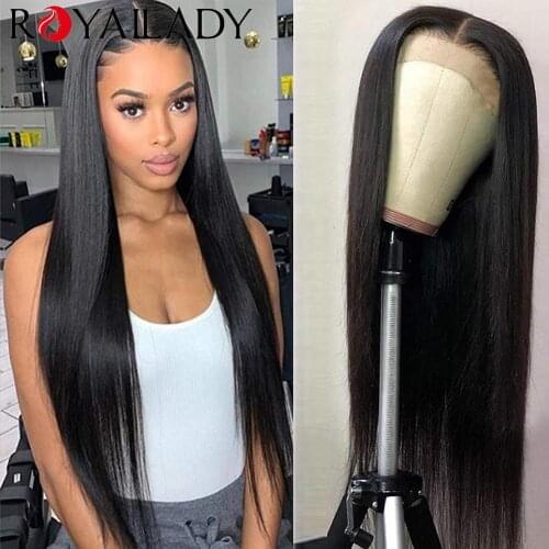 Royal Lady Lace Front Wigs Human Hair Brazilian Straight Hair 4x4 Lace Closure Wigs Pre Plucked Human Hair Wigs for Black Women
