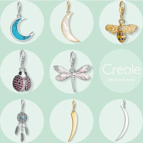 Moon Bee Ladybird Dragonfly Dream Catcher Tooth Charm Pendant,2019 Fashion Brand New Jewelry Trendy 925 Sterling Silver Gift