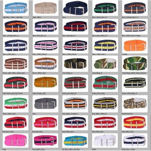Buy 2 Get 10% OFF) Wholesale Stripe Cambo Military Solid Black Watch 18 mm nato fabric Nylon watchbands Strap Bands Buckle 18mm