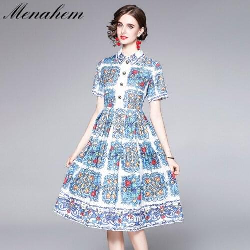 Menahem Blue Summer Dresses
