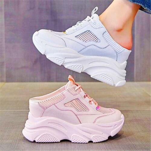 Platform Shoes Womens Cow Leather Mules Sandals Slippers High Heels Summer Fashion Sneakers Party Punk Goth 34 35 36 37 38 39