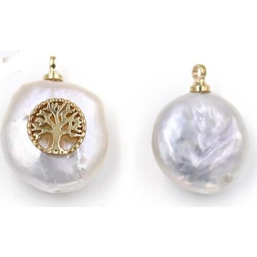 ONE PIECE freshwater pearl white flat barouqe pendant coin shape wholesale nature FPPJ loose beads