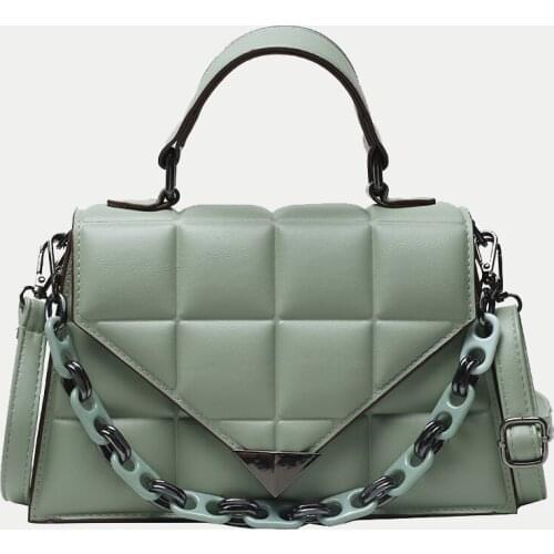 Chic Design PU Leather Crossbody Shoulder Bags Women Paid Trendy Chains Handbags Solid Color Purse Messenger Bag sac à main