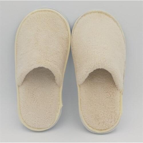Childrens Disposable Slippers Hotel Close Toe Slides Non-slip Travel Indoor Guest Slipper Coral fleece Flat Soft Shoes 10 Pairs