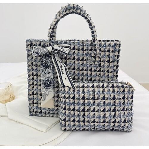 Fashion Women Totes Shopping Bags with short handles Female designer canvas Plaid Beach large cheap handbags 2021 womens brand