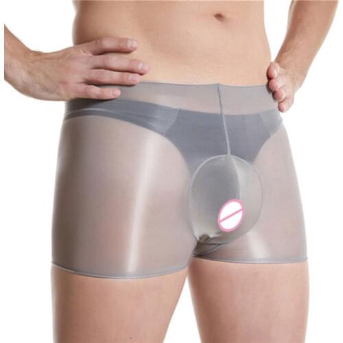 Sexy Transparent Men Boxer Underwear U Convex Pouch Smooth Comfortable Thin Male Cueca Gay Underpants Erotic Lingerie Man Boxer