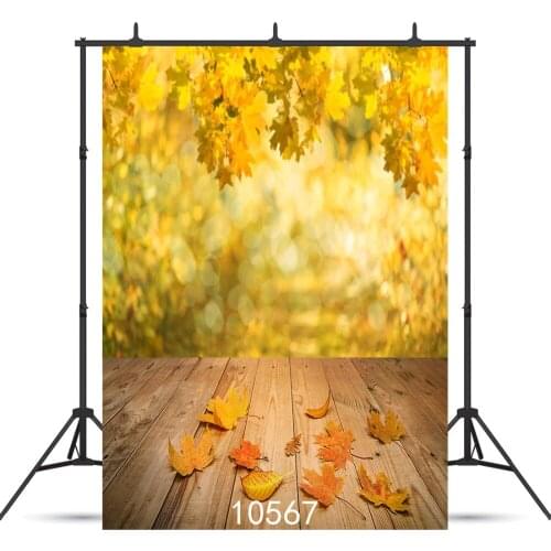 Yellow Tree Leaves Wooden Floor Vinyl Photographic Background For Children Baby Shower New Born Backdrop Photocall Photo Shoot