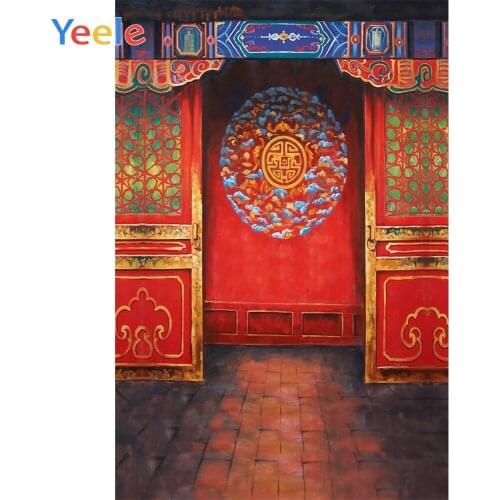 Vintage Chinese Building Red Door Floor Photophone Baby Portrait Photographic Background Photography Backdrops For Photo Studio
