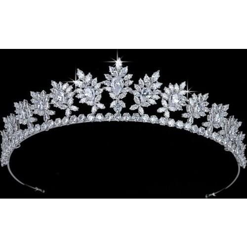 Crown HADIYANA Trendy Leaf Shape Graceful Luxury Jewelry Wedding Bride Hair Accessories Cubic Zirconia Tiara BC5694 Tocado Novia