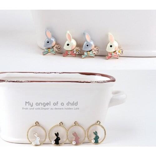 10pcs 2020 New Design Sweet Soft Sister Cute Rabbit Alloy Animal Pendant Cartoon Earrings For Girls Diy Ear Jewelry Accessories