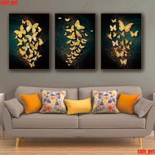 3PCS full Square round drill Abstract butterfly Diy diamond painting cross stitch Diamond 5D Embroidery mosaic Art home decor