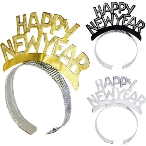 3pcs Happy New Year 2021 Headband Gold Glitter Hair Hoop New Year Eve Party Hair Accessories Photo Props Christmas Gift For Kids