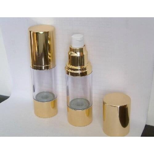 30ML Gold airless plastic bottle with airless pump used for Cosmetic Container
