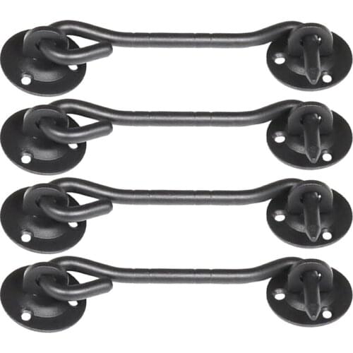 4 Pieces of 4inch (Approximately 10 cm) Barn Door Locks Stainless Steel Window Hooks Cabin Hooks for Windows Black