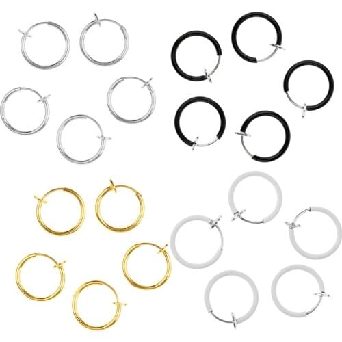 5pcs Faux Clip on Earring Nose Hoop Body Jewelry No-piercing Loop Rings