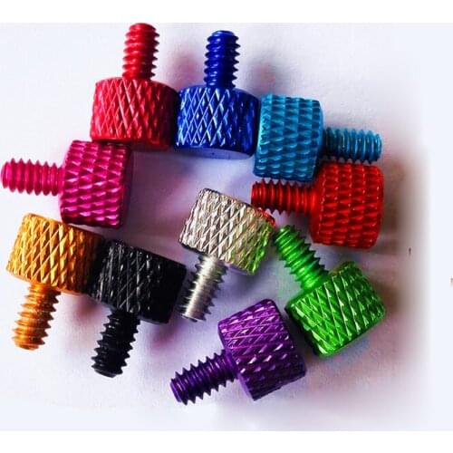 5pcs Aluminum alloy Multicolor Knurled Hand twist Screws computer Screw 6#-32x6mm