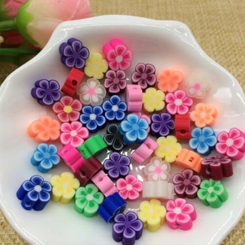 8mm Polymer Clay Flower Beads Bricolaje Perolas Soltas Perlas Para Bisuteria Diy Craft Slice Bead Mixed Color 200pcs/Lot