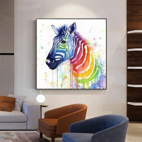 Watercolor Zebra Canvas Art Paintings Home Decor Abstract Animals Wall Posters And Prints Colorful Animal Pictures For Kids Room