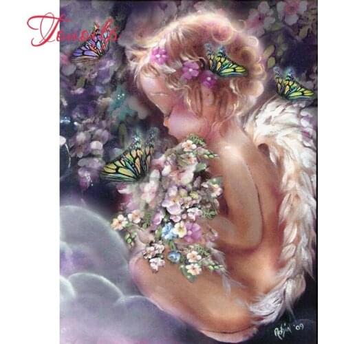 TOUOILP Full Square/Round Drill 5D DIY Diamond Painting "Angel butterfly" Diamond Embroidery Cross Stitch Mosaic Home Decor Gift