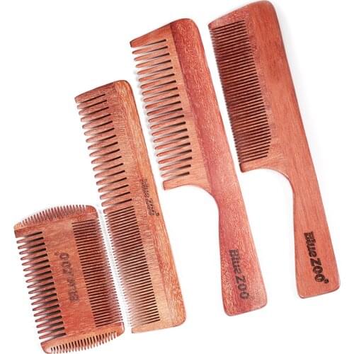 Anti Static Sandalwood Men Fine Coarse Teeth Beard Mustache Styling Comb