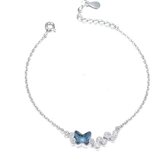 Butterfly Crystal Bracelet S925 Sterling Silver World Odd Element Micro-inlaid Simple Bracelet for Women Jewelry