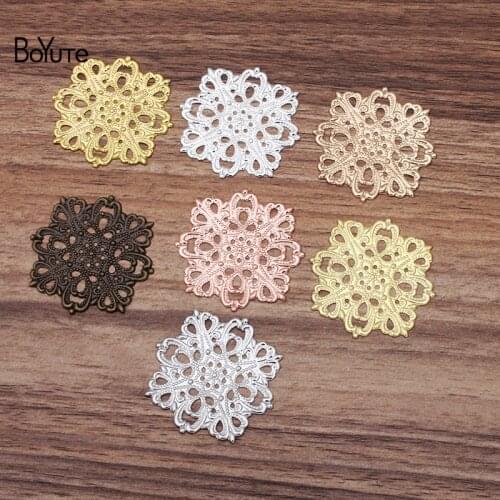 BoYuTe Wholesale 50 Pcs 42MM Flower Charm Handmade Jewelry Materials Filigree DIY Charms Vintage