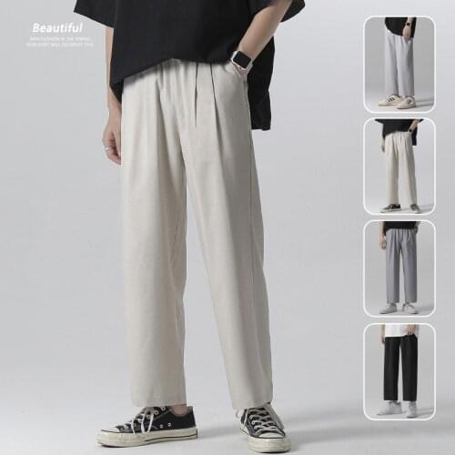 Summer Mens Khaki Pants Large Size Straight Fit Big Sizes 3XL Side Pockets Wide Leg Cotton Black Cargo Pants Work Trousers Male