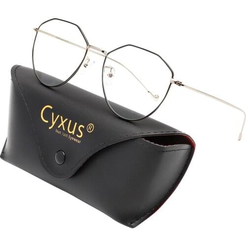 Cyxus Anti Blue Light Computer Glasses Korean Stainless Steel Frame for Women Mens Clear PC Lens Anti Eye Strain BolckingUV 8009