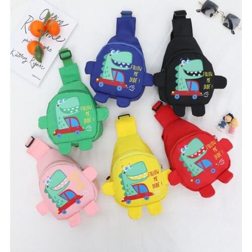 Childrens bags fashion new cute car dinosaur casual messenger bag baby boy chest bag unisex shoulder messenger bag female bag