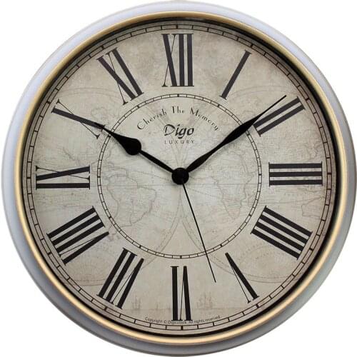 Digo Wall Clock Metal Silent Non-Ticking Battery Quartz Retro Rome Digital Clocks 15 Inch Decor Table Dial for Bathroom