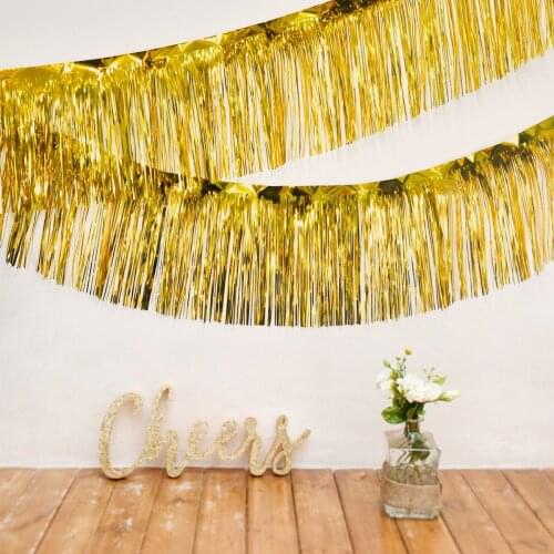 Metallic Foil Tinsel Fringe Hanging Garland Banner Curtain Wedding Bride To Be Baby Shower Birthday Bachelorette PartyDecoration