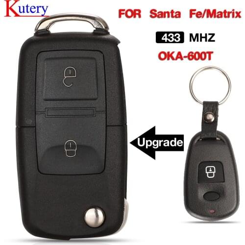 Kutery 2 Buttons Remote Car key Fob 433mhz For Hyundai Santa Fe matrix 2002-2006 CE0682 OKA-600T