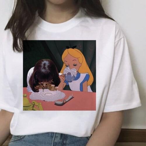 Pulp fiction ulzzang mia t shirt women Print 2019 Grunge femme harajuku funny kawaii short sleeve clothes tshirt streetwear