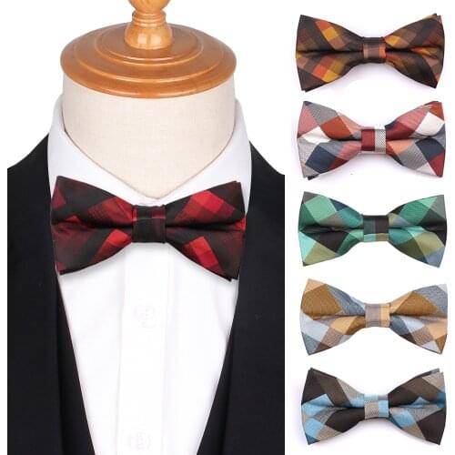 Plaid Bow Ties For Men Polyester Fashion Classic Bowtie For Wedding Party Butterfly Adult Suits Bow tie Cravats Mens Bow Ties