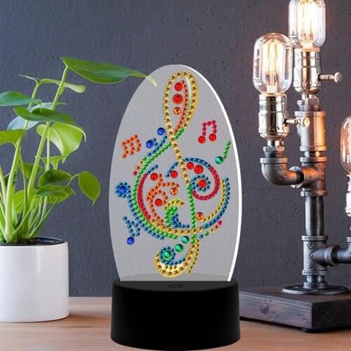 New 7 Colors Available Lamp Led 5D Diamond Painting Musical Note Light Diamond Embroidery Cross Stitch Rhinestone Mosaic Decor