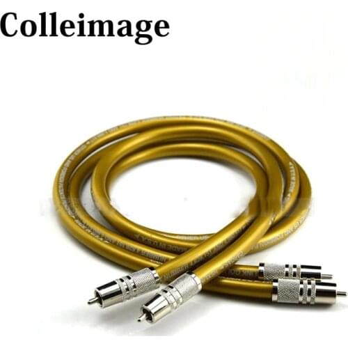 Colleimage Hifi Pair Rhodium Plated RCA Plug Cardas RCA Cable Hi-end CD Amplifier Interconnect 2RCA to 2RCA Male Audio Cable