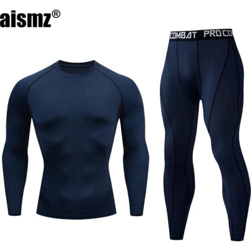 Aismz New Winter Men Thermal Underwear Sets Elastic Compression Set Long Johns for Men Polartec Breathable Thermo Sports Suits
