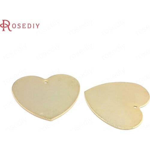 40340)6PCS 29x27.5MM 24K Gold Color Brass Heart Charms Pendants Jewelry Making Supplies Diy Findings Accessories