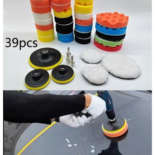 Car Polishing Sponge Pads Kit Buffing Waxing Foam Pad Buffer Set Polisher Machine Wax Pad for Removes Scratches Drill Attachment