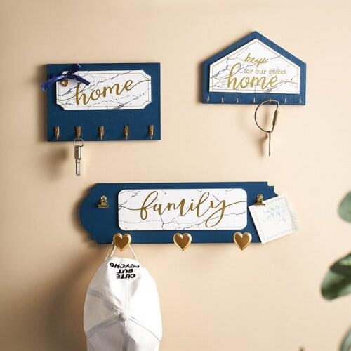Wall Hanging Wood Hooks Wall Decoration Coat Hanger Holder Rectangle House Shape Key Storage Rack Home Room Organizer Decoration