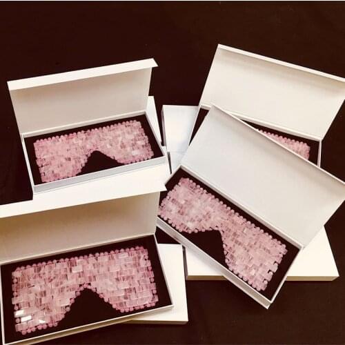 Rose Quartz Jade Eye Mask with Box Natural Stone Massager Eye Relaxation Massage Cold Therapy Relaxing Eye Mask Facial Massage