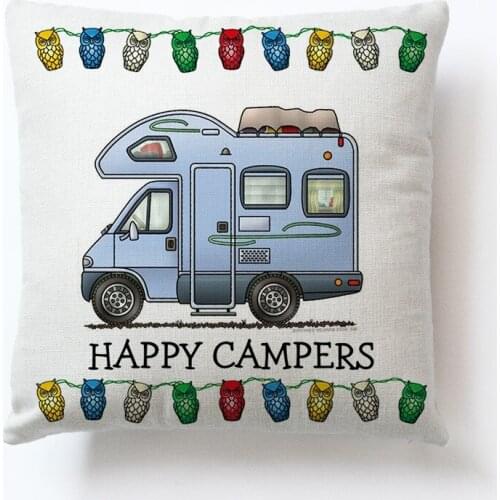 Novel Cartoon Dog Car Bus Campers Pillowcases Siesta Cushion Cover Decoration Sofa Backrest 45x45CM Baby Kids Gift