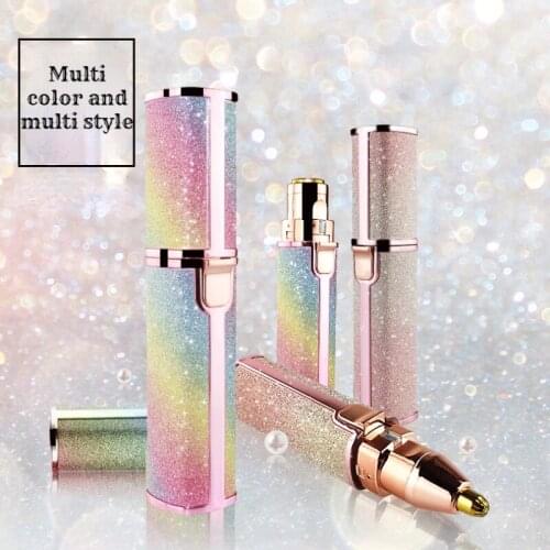 New Portable Ladies Lipstick Shaver USB Charging Mini Electric Eyebrow Trimmer 2 In 1 Facial Hair Removal Instrument Painless