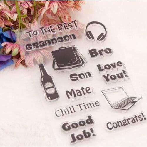 Briefcase Red Wine Tablet Headset Transparent Clear Silicone Stamp Seal for DIY Scrapbooking/photo Album Decorative Sheets